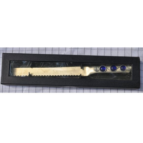 blue jeweled cake knife wedding athame stainless steel full tang wild - Picture 1 of 10